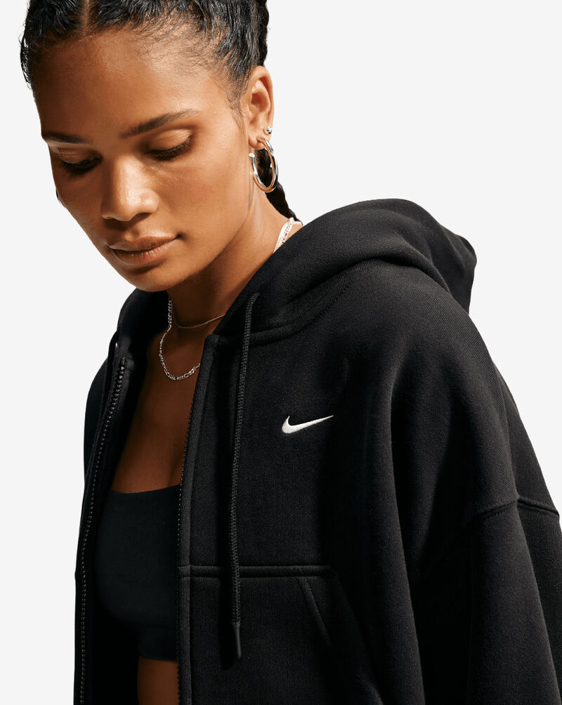 Nike Studio Fleece Medium Weight Oversized Full-Zip Cropped Hoodie IM8499-001 Black 3