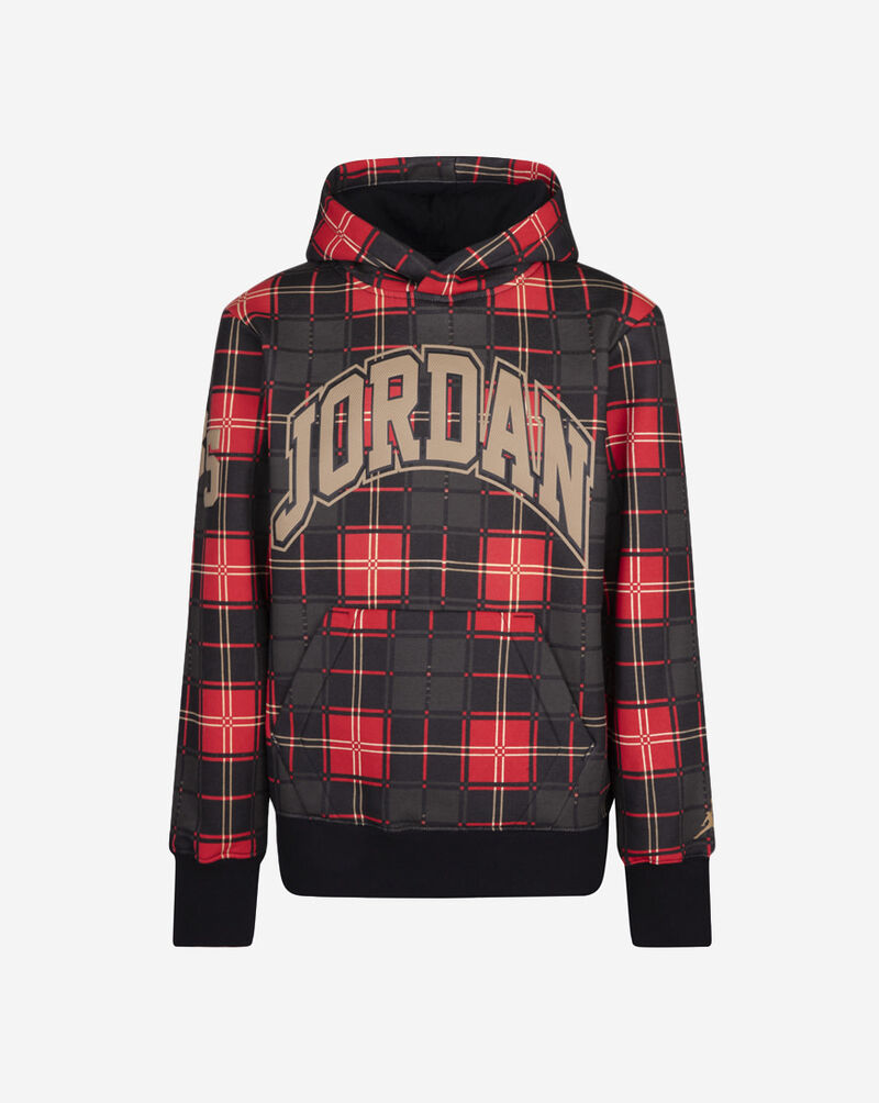 Shop Jordan Essentials Plaid Pull Over Hoodie 95B920G023 black