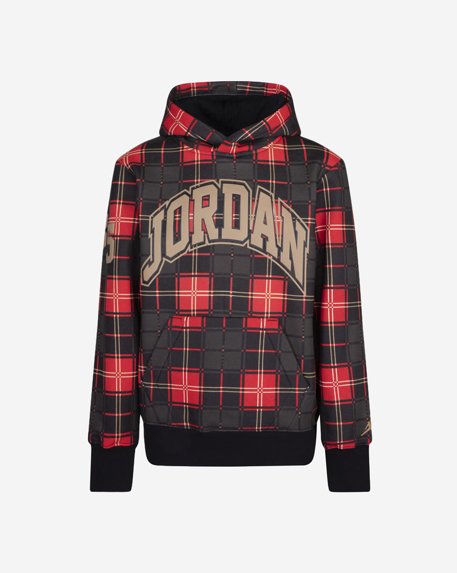 Shop Jordan Essentials Plaid Pull Over Hoodie 95B920G023 black