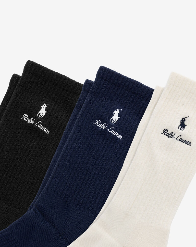 Polo Ralph Lauren Double Logo 3Pk Crew Socks (L) 821654PK-110 Multi 2