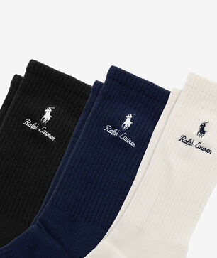 Double Logo 3Pk Crew Socks (L)