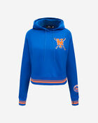 New York Mets Mash Up Rib Fleece Cropped Pull Over Hoodie 