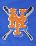 New York Mets Mash Up Rib Fleece Cropped Pull Over Hoodie 