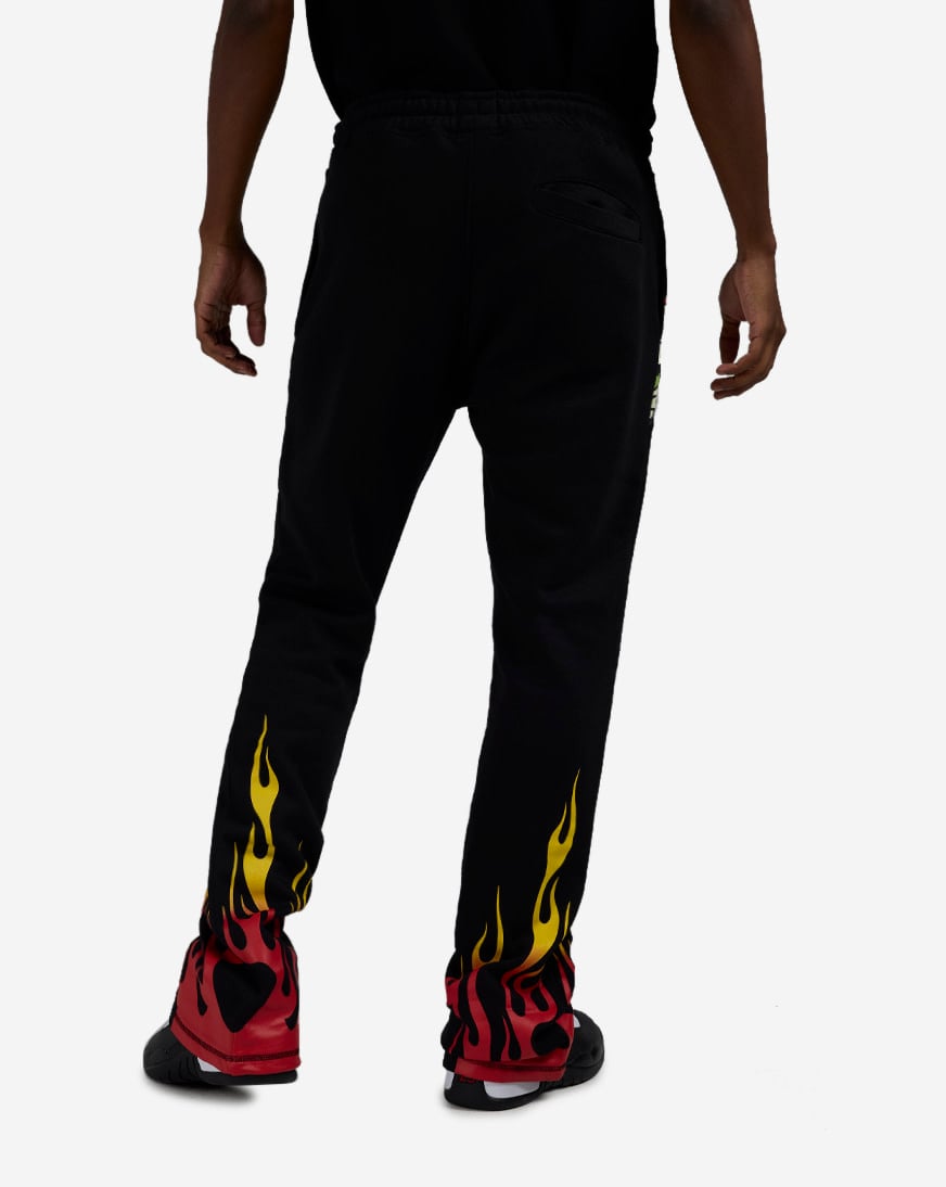 Shop Ed Hardy Skull Flames Fleece Pants EHM80067RS-BLK black