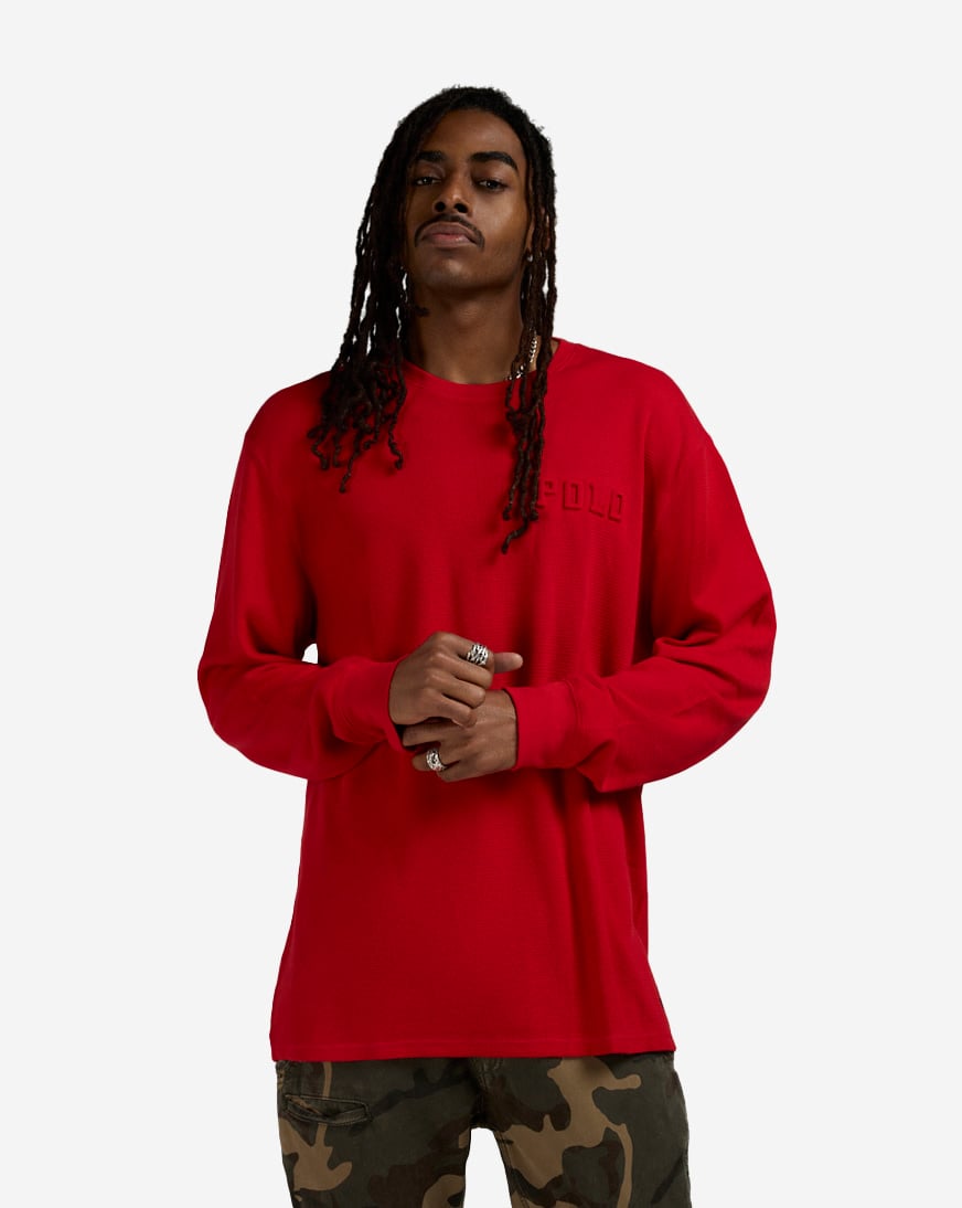 Shop Polo Ralph Lauren Embossed Thermal PWLE2F-AY07-RED red