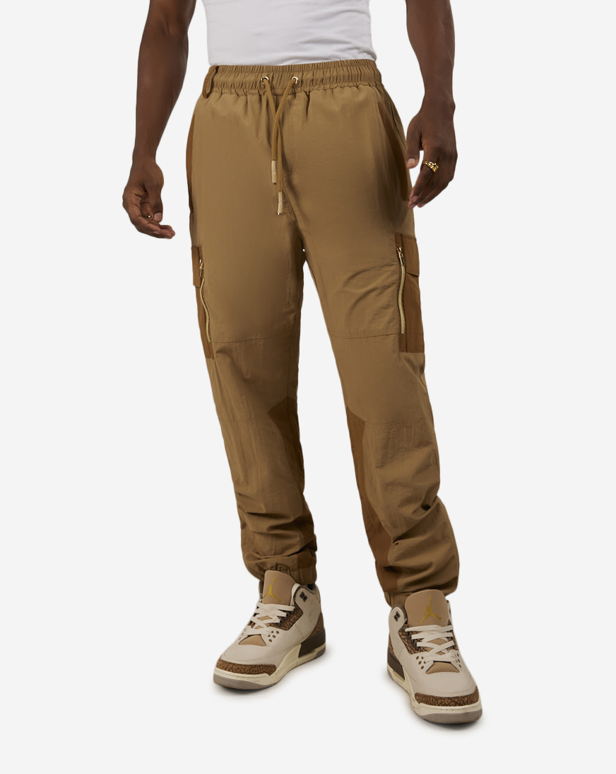 Shop Decibel Colorblocked Nylon Pants DECWB411-KHA beige