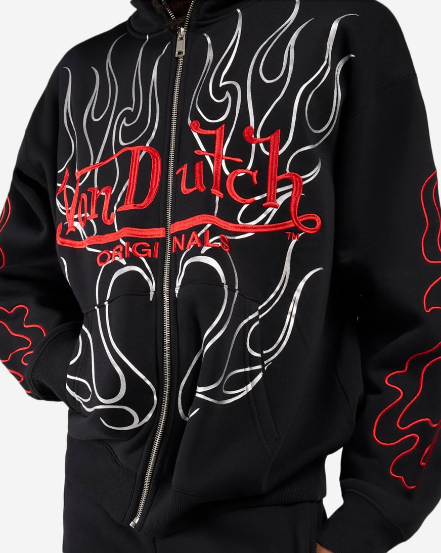 Shop Von Dutch Eye Of Fortune Full-Zip Hoodie 4VND2B0084SN-BLK