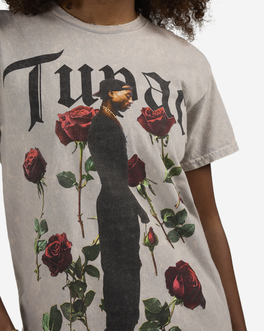 Shop Graphic Tees Tupac Roses Tee TUP1260XX grey | SNIPES USA