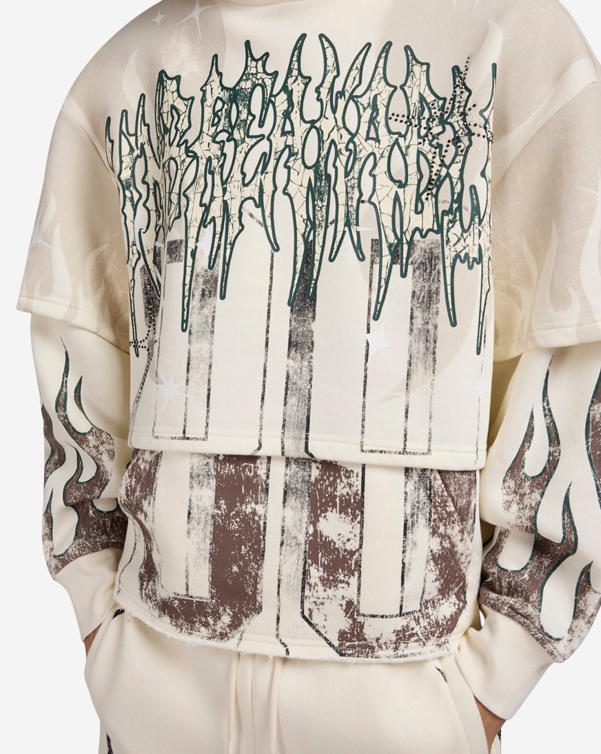 Shop Smoke Rise Unbreakable 2 Fer Hoodie FO25617SN-CHA cream