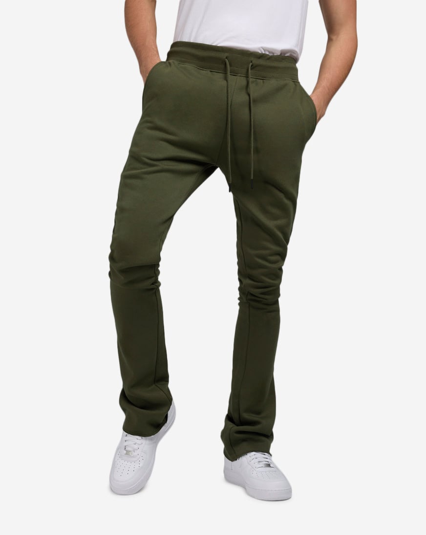 Shop Jordan Craig Basic Stacked Fleece Pant 8870L-OLV green