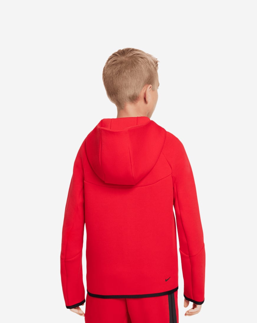Shop Nike Big Kids' Tech Fleece Full-Zip Hoodie HV5867-657 red