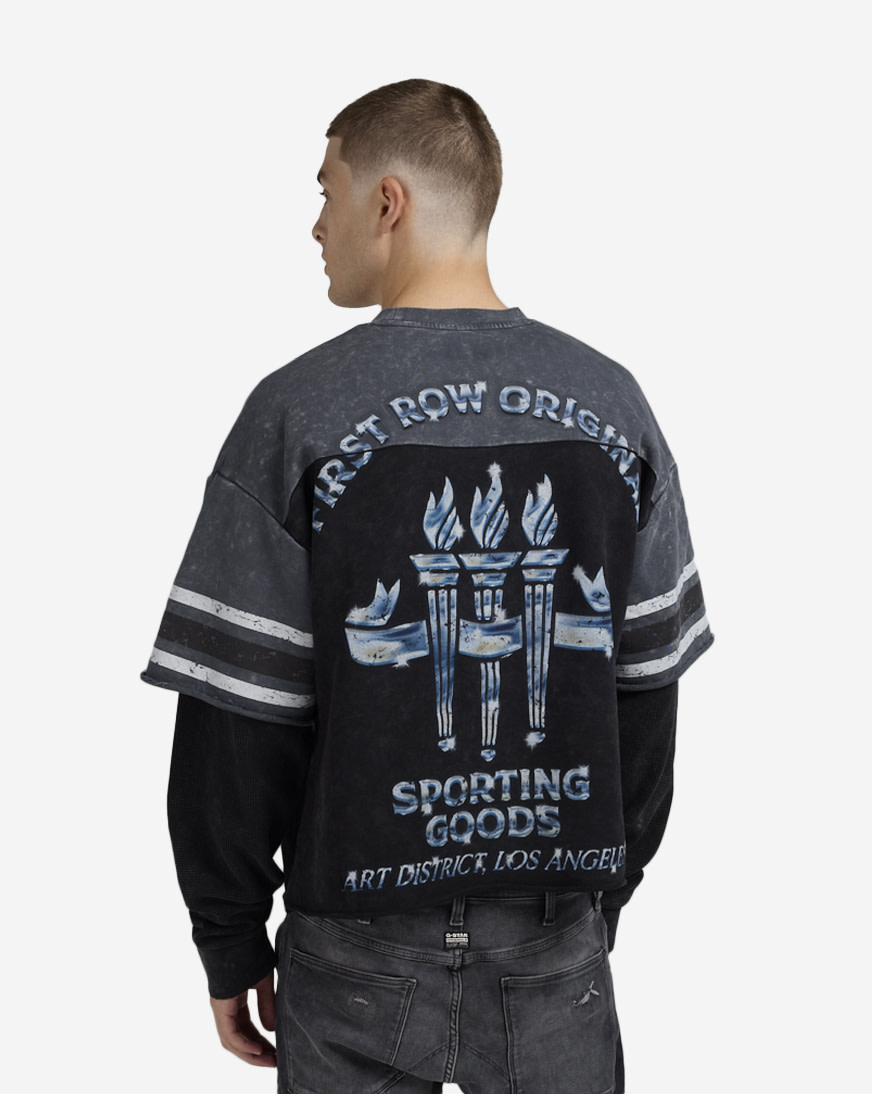Shop First Row Sports Good Long Sleeve 2Fer Tee FRF3018-BLK black