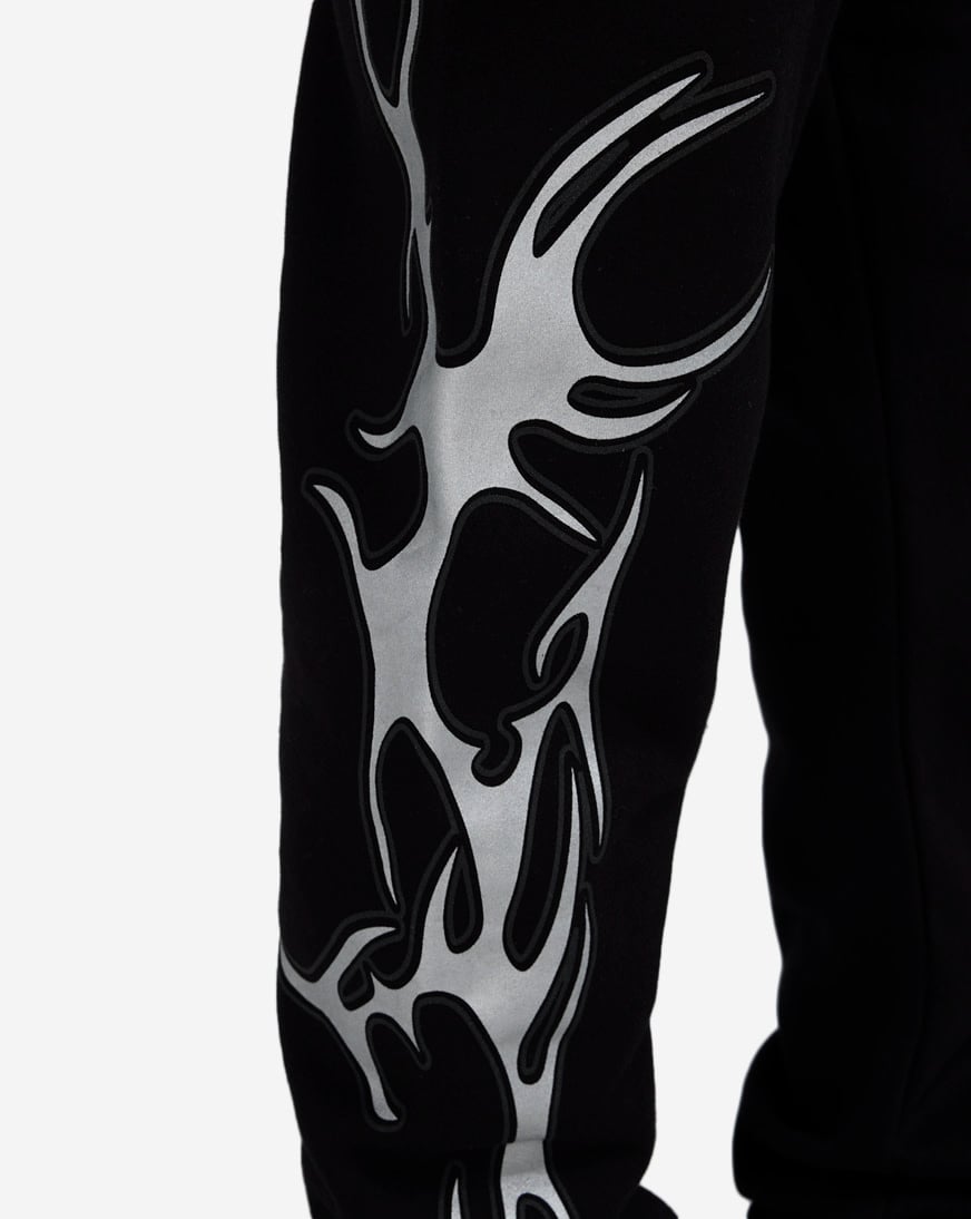 Shop Decibel Metallic Neo Tribal Stacked Fleece Pants DCB002-BLK
