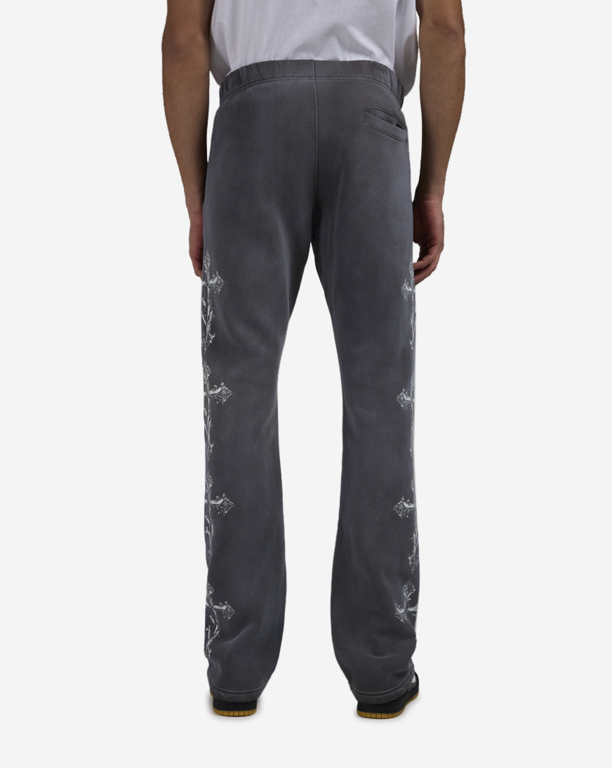 Shop Hasta Muerte Muerte Cross Flare Pants HMCROSSPNT-BLK black