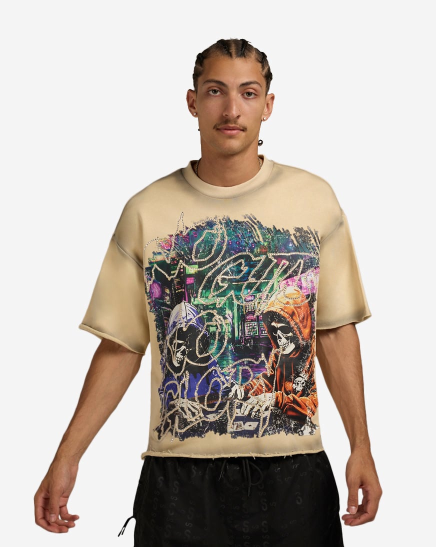 Shop BKYS Apparel No Guts No Glory Cropped Tee T1334-OFF cream