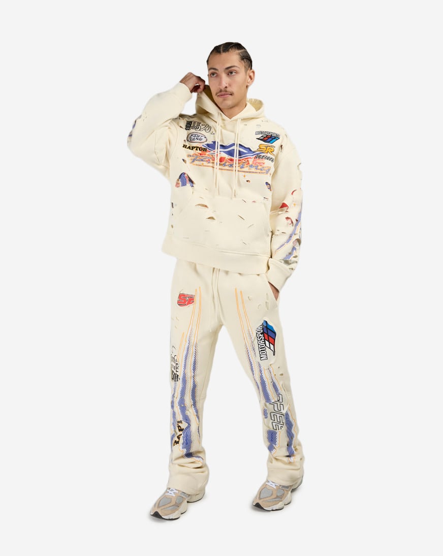 Shop Smoke Rise Racing Fleece Pants FP26S428SNZ-ECR cream | SNIPES USA
