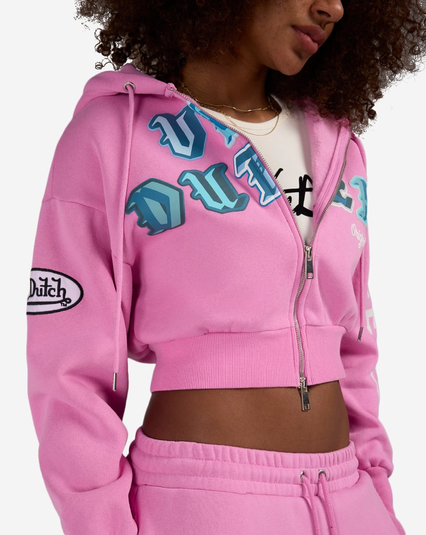 Shop Von Dutch HD Ransom Full-Zip Hoodie 7VND2A7033SN pink