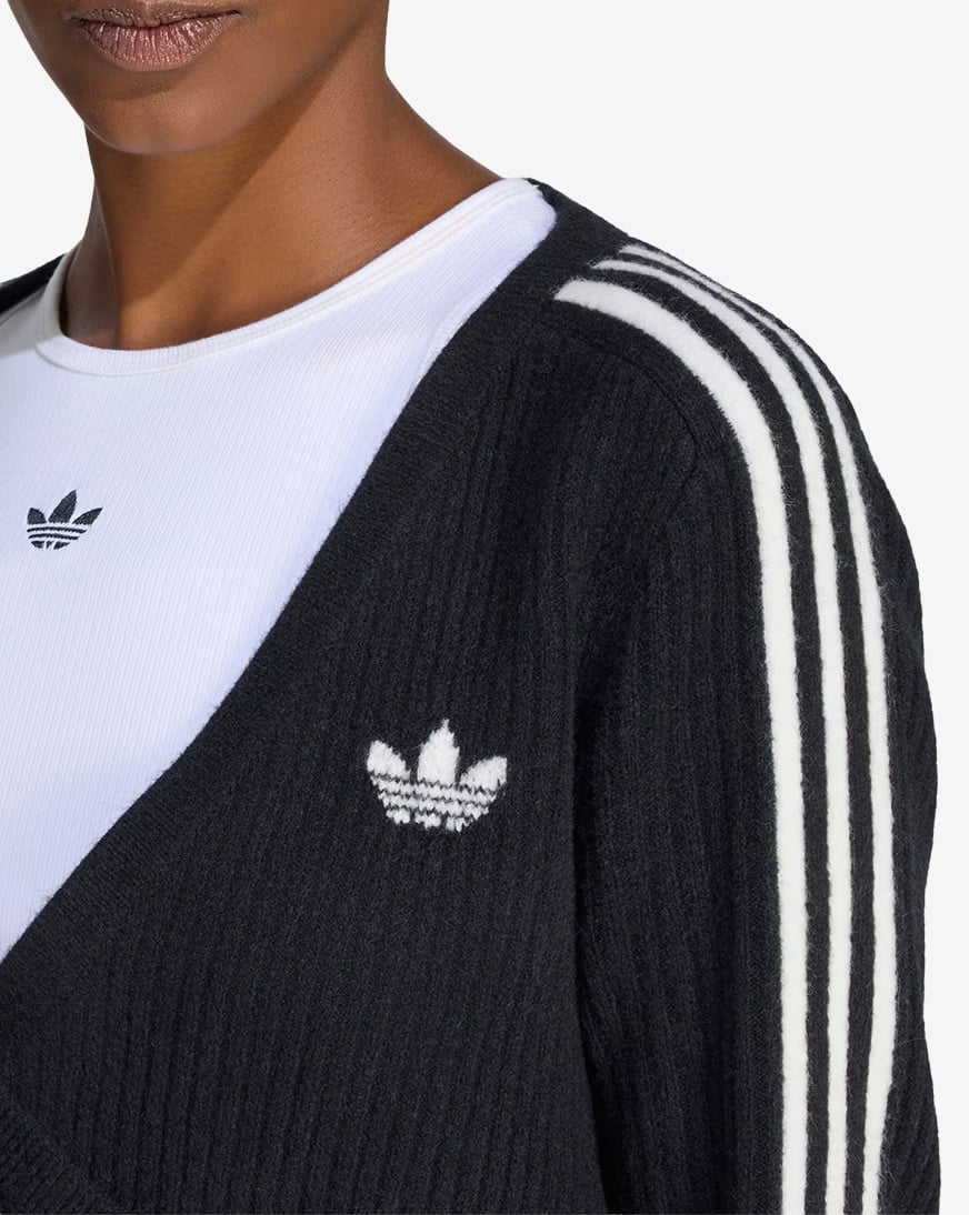 Shop adidas Jennie Knitted Wrap Around Cardigan LD8933-BLKWHT