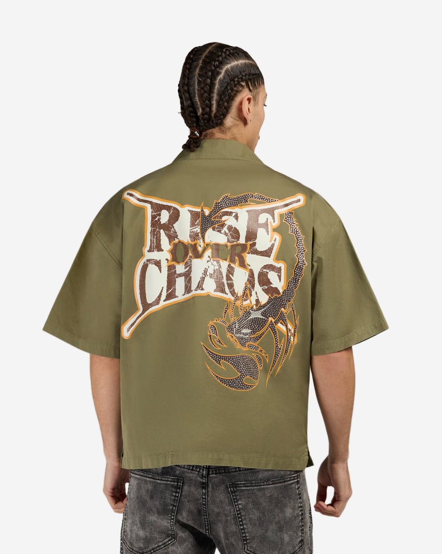 Shop Smoke Rise Rise Over Chaos Woven Shirt WH26S429SNZ-GRN green