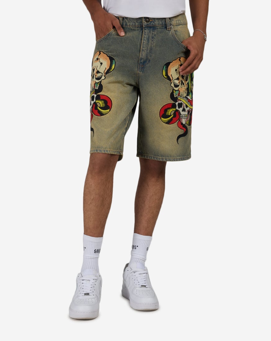 Shop Ed Hardy Skulls Denim Short MEHD800213-TIN blue | SNIPES USA