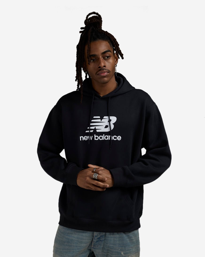 Shop New Balance Sport Essentials Fleece Logo Hoodie MT41505-BK