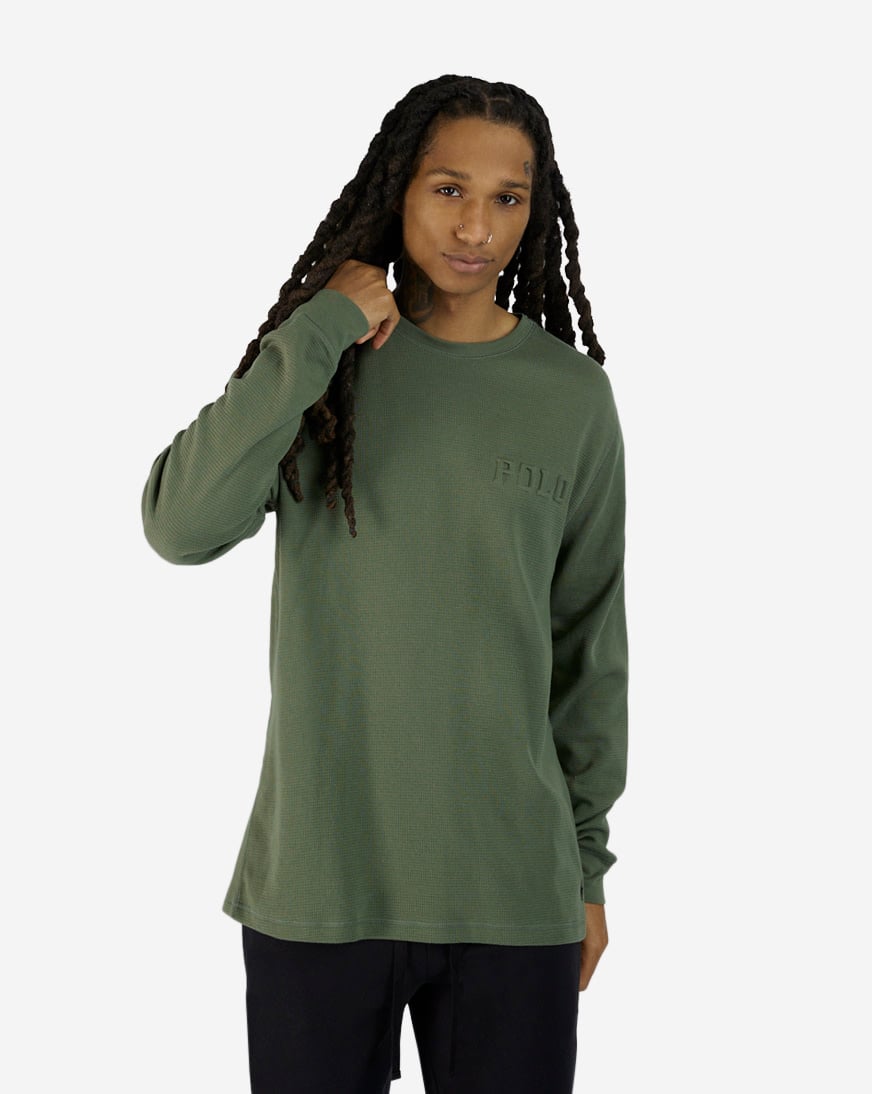 Shop Polo Ralph Lauren Long-Sleeve Waffle Thermal Crew PWLE2F-AHQR