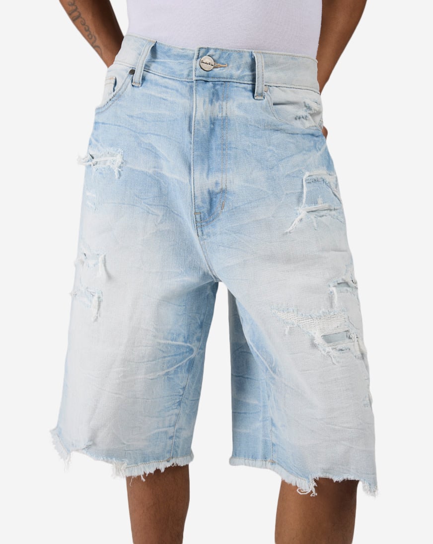 Shop Smoke Rise Skater Fit Denim Short JS25423SNZ-KOR blue
