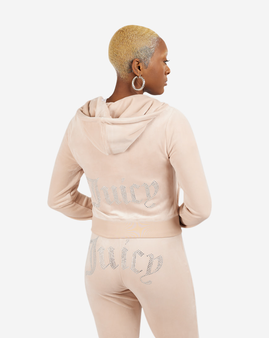 Shop Juicy Couture Big Bling Velour Full-Zip Hoodie J2FTV103