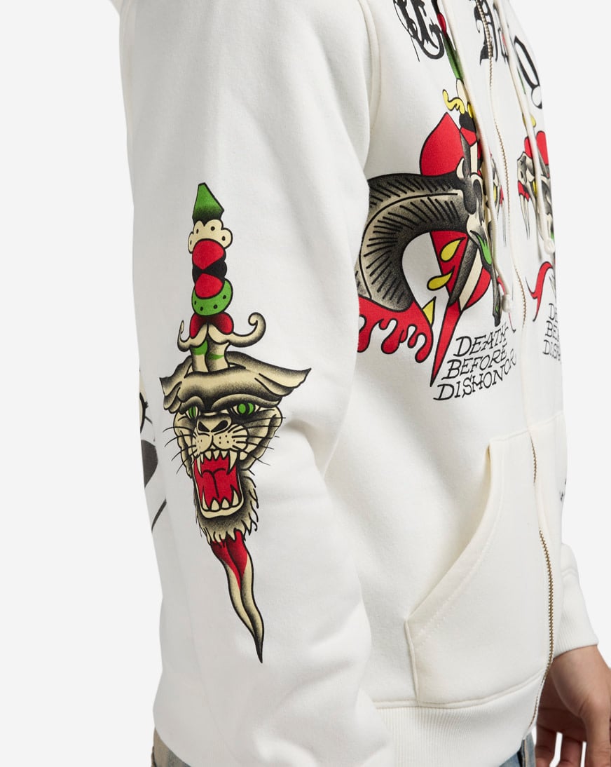 Shop Ed Hardy Glory Skull Hoodie EHM1301-49-IVY white