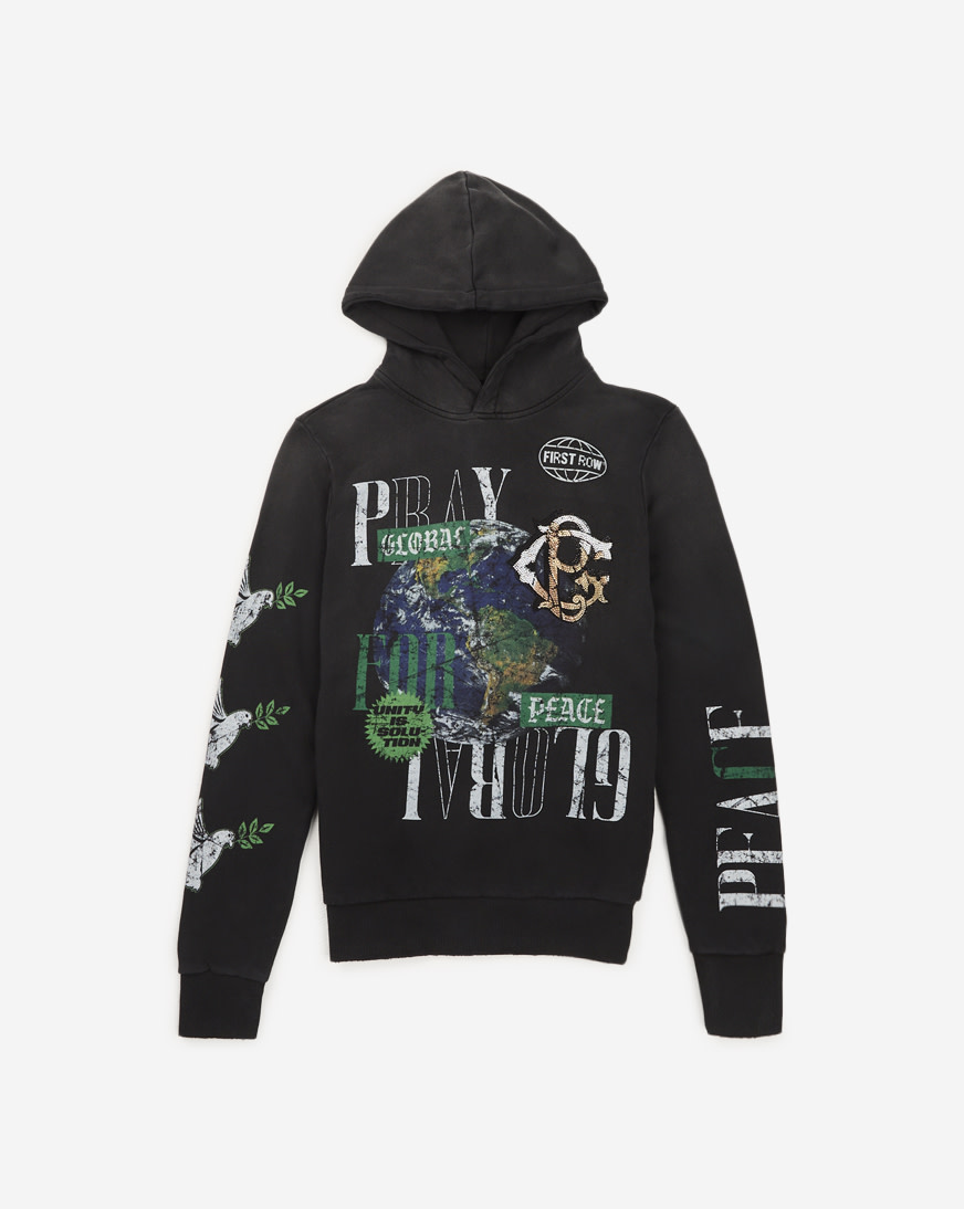 Shop First Row Kids' Peace Pullover Hoodie FRBF2473S-BLK black