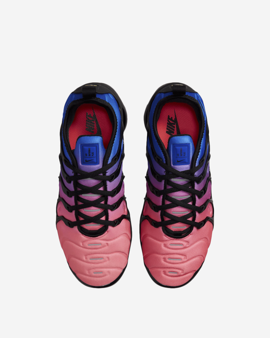 pink blue and black vapormax plus