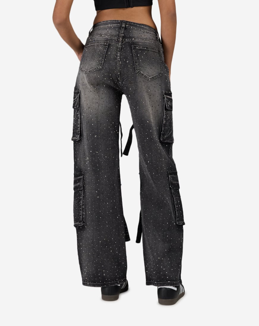 Shop American Bazi 4Pkt Rhinestone Cargo Denim Jeans RJH-21174RS