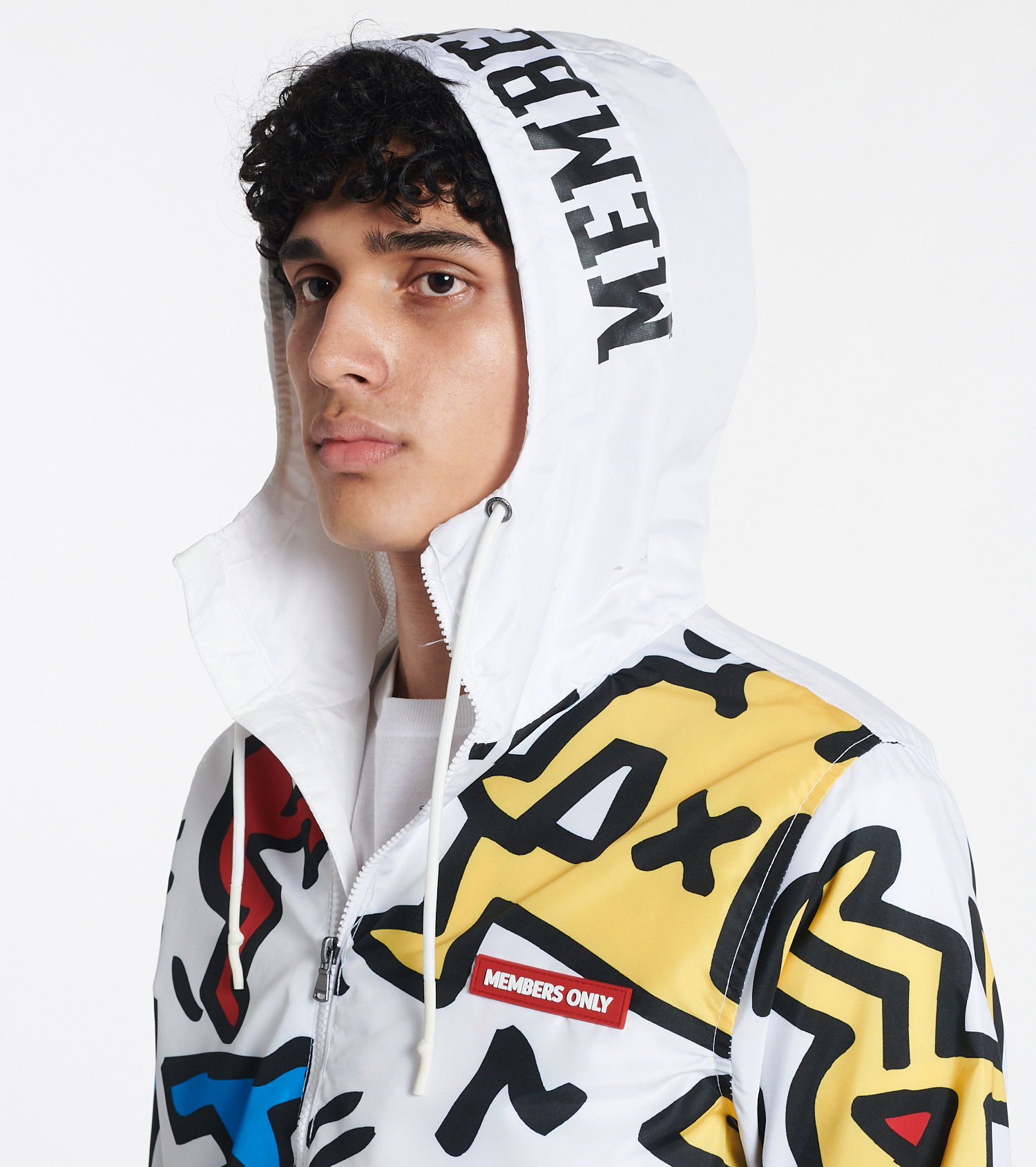 Members Only Men's Haring Windbreaker Jacket-White - Hibbett