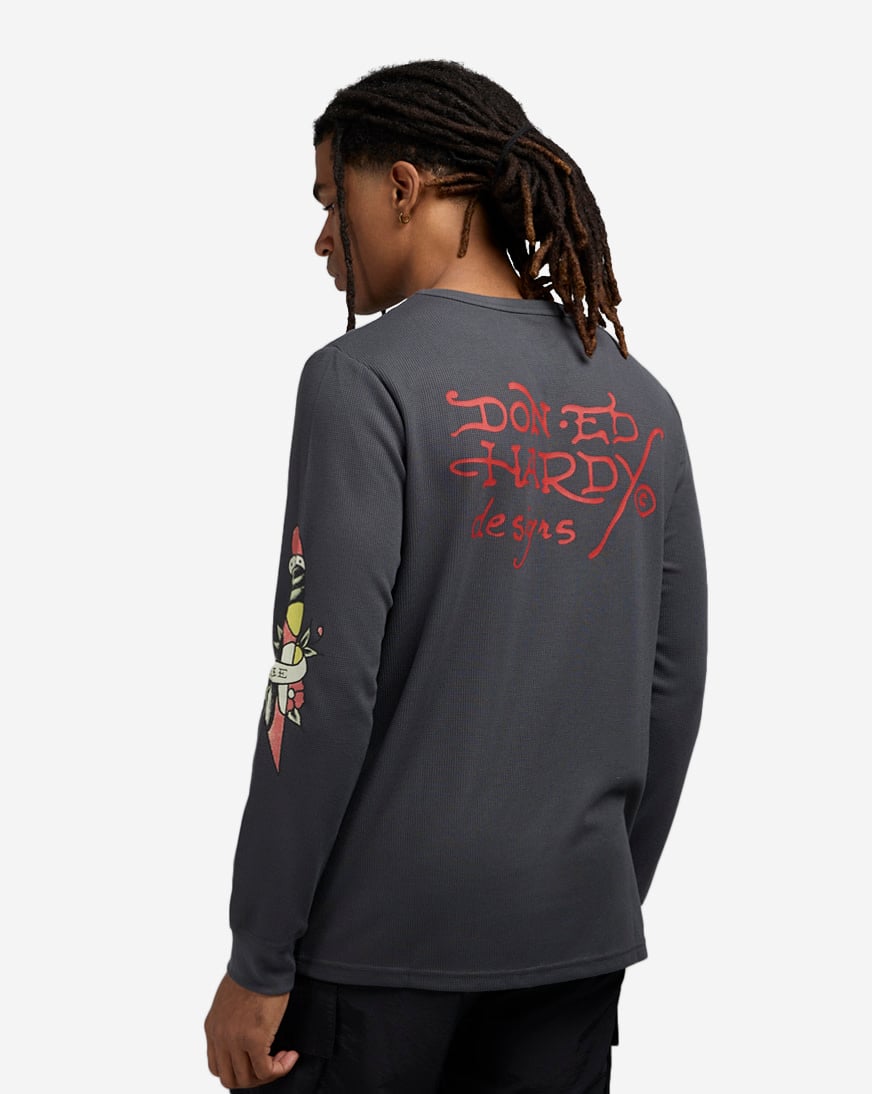 Shop Ed Hardy Dragon Dagger Longsleeve Thermal Tee EHMT1401-3-CHA