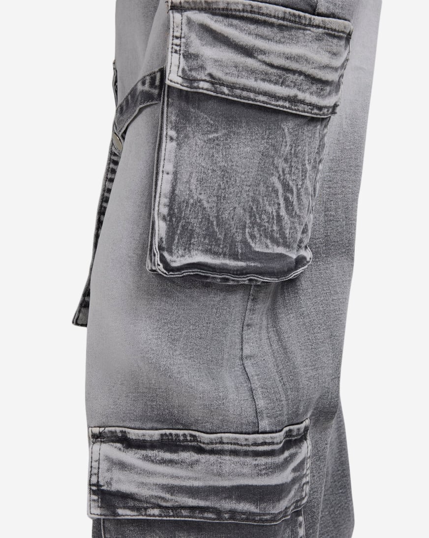 Shop American Bazi 4Pkt Cargo Denim Criss Cross Straps Jeans RJH