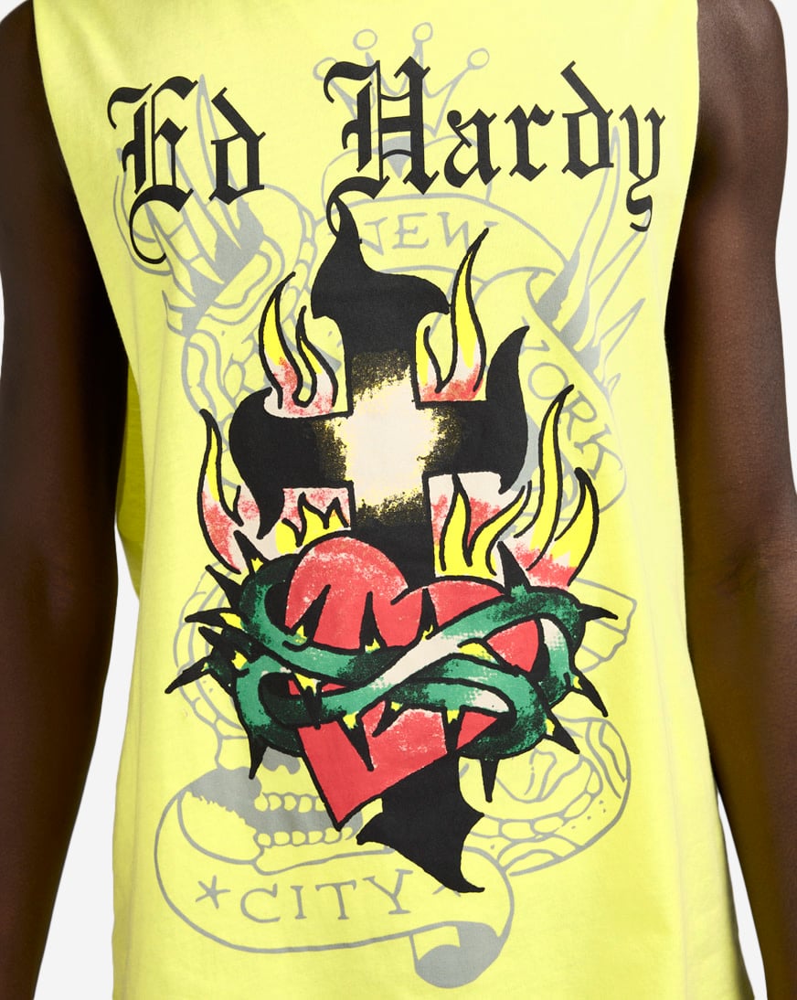 Shop Ed Hardy Eagle Muscle Tank EHM1000-10-LEM yellow | SNIPES USA