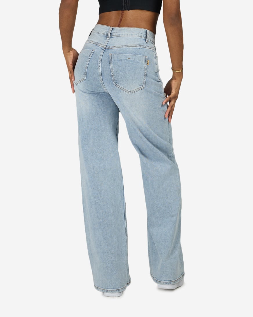 Shop Vibrant Rhinestone Thigh Slits Denim XPT627SN blue | SNIPES USA