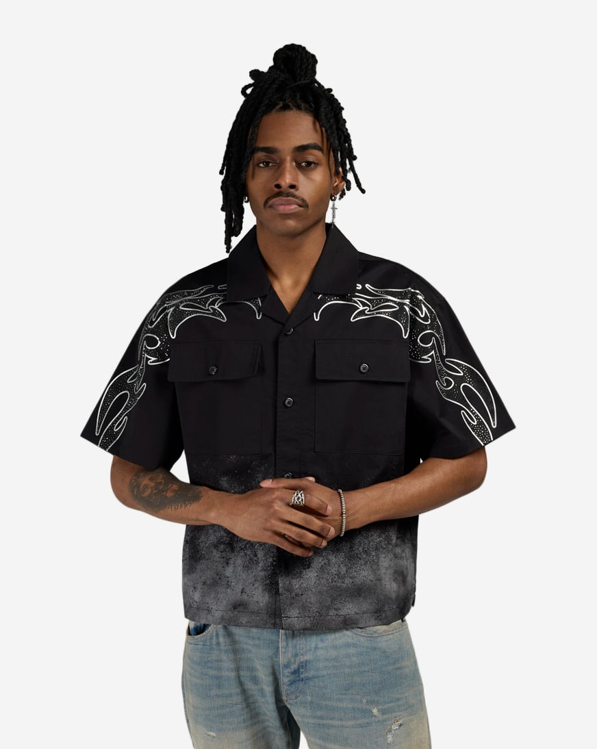 Shop Smoke Rise Rise Over Chaos Woven Shirt WH26S429SN-BLK black