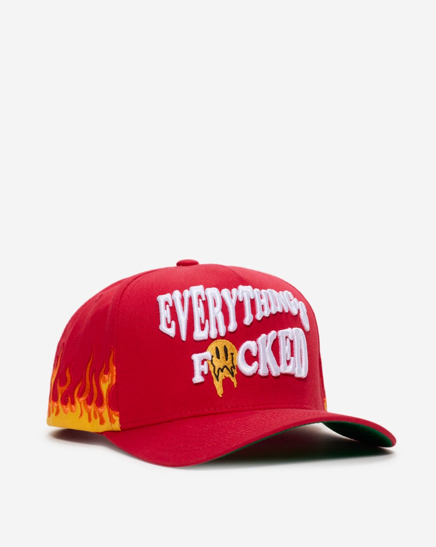 Shop Field Grade Everything Is F Flame Twill Trucker 1005203 red