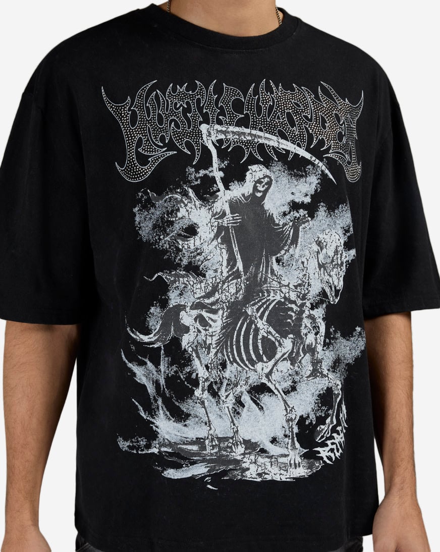 Shop Graphic Tees Grim Reaper Horse Tee RSF5-001-001 black