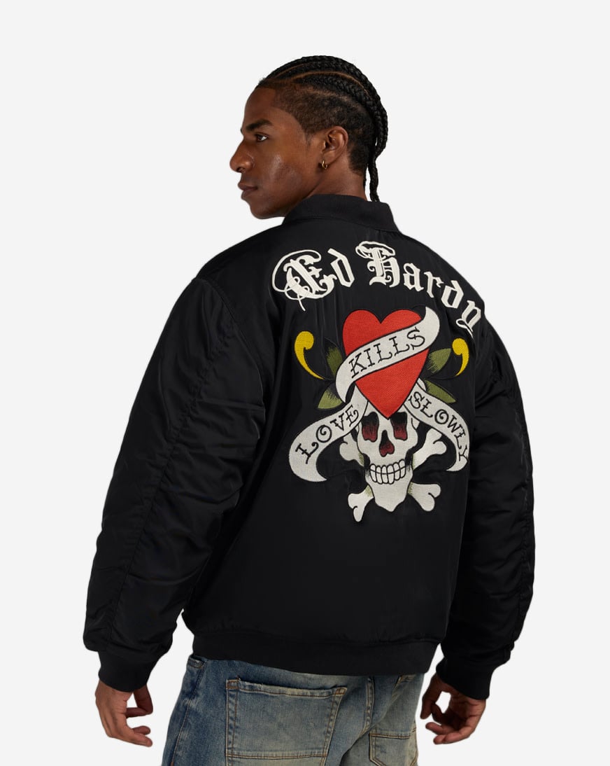 Shop Ed Hardy Skull Bomber Jacket EHM012021-BLK black | SNIPES USA