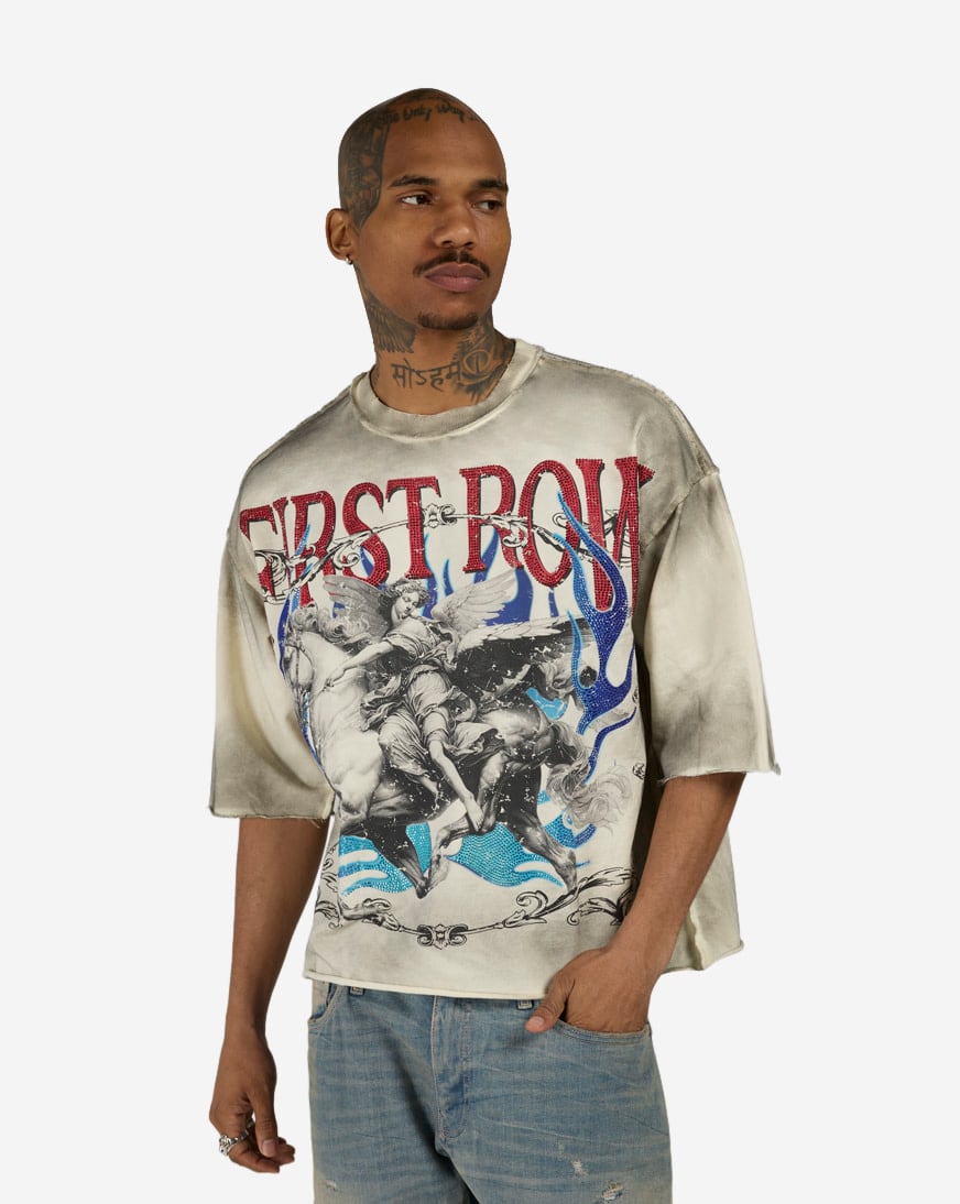 BKYS Apparel Skeleton Print Terry Cropped Tee | Connecticut Post Mall
