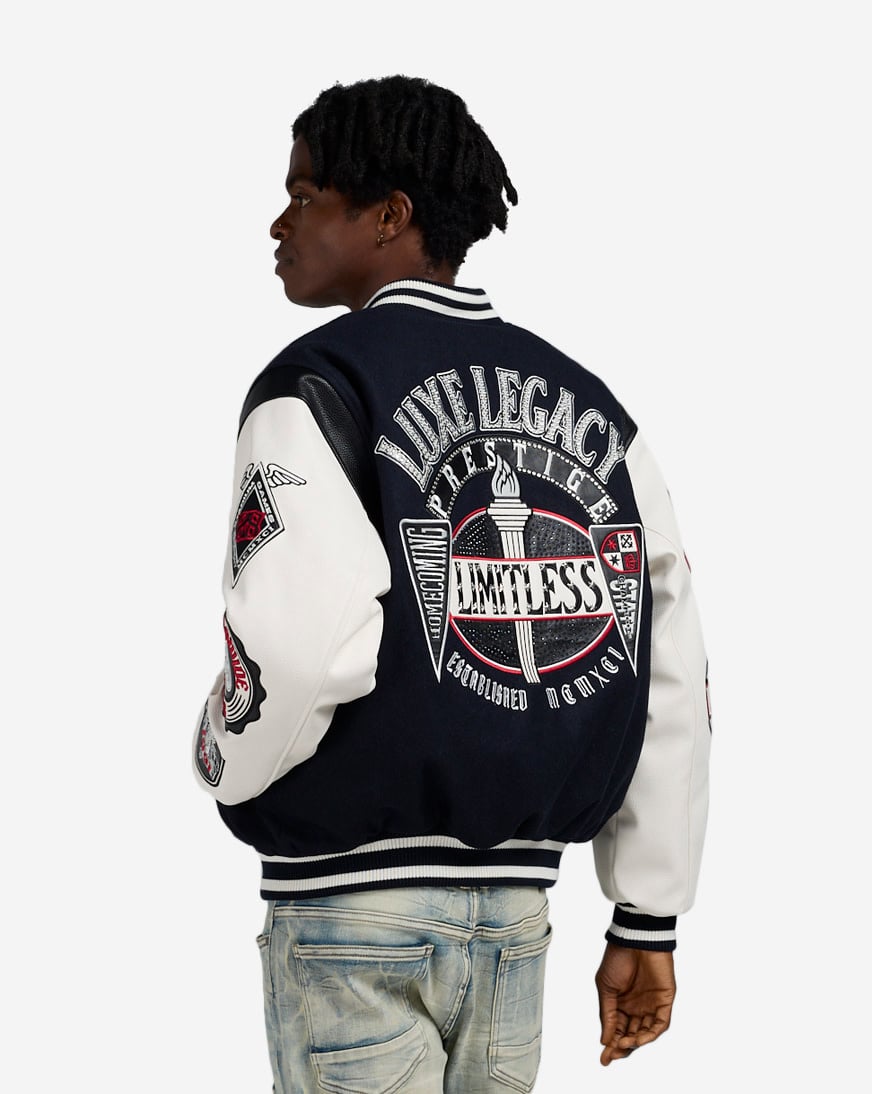 Shop Smoke Rise Luxe Legacy Wool Varsity Jacket OH25697SN-NAV blue