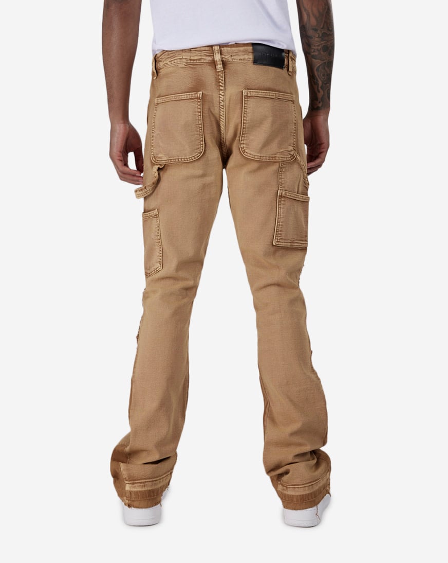 Shop Decibel Stacked Panel Twill Pants DCBWB003-KHA beige