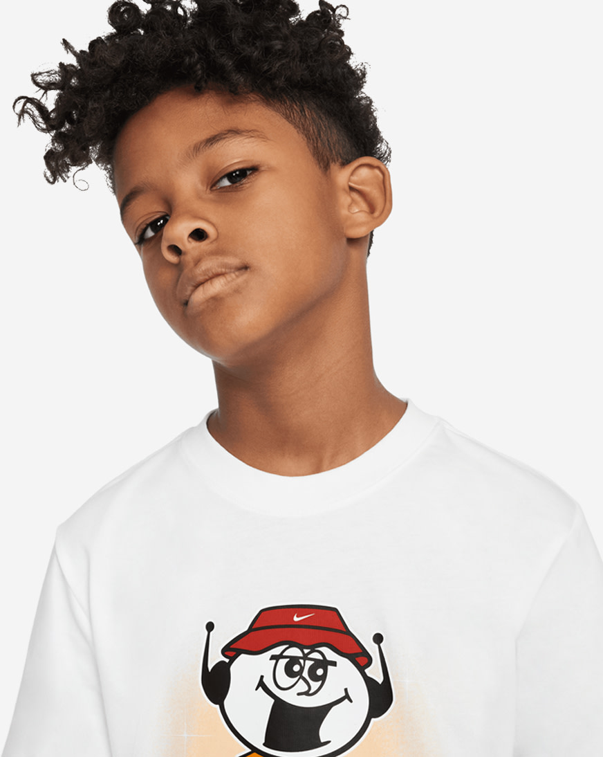 Shop Nike Big Kids' Bucket Hat Graphic Tee HV5209-100 white