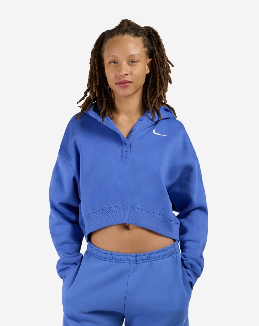 Shop Nike NSW Phoenix Fleece Oversized Cropped Henley Hoodie