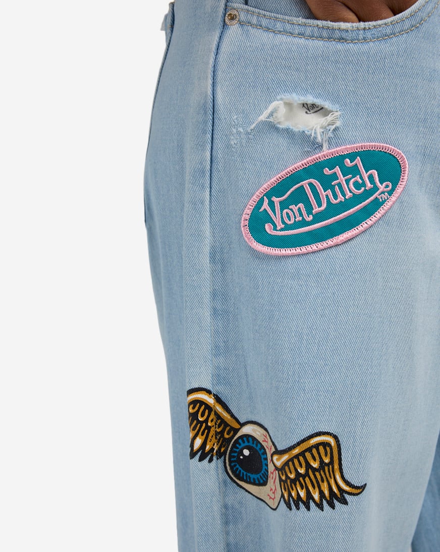 Shop Von Dutch Wide Leg Slouchy Jeans VD26779FT46 blue | SNIPES USA