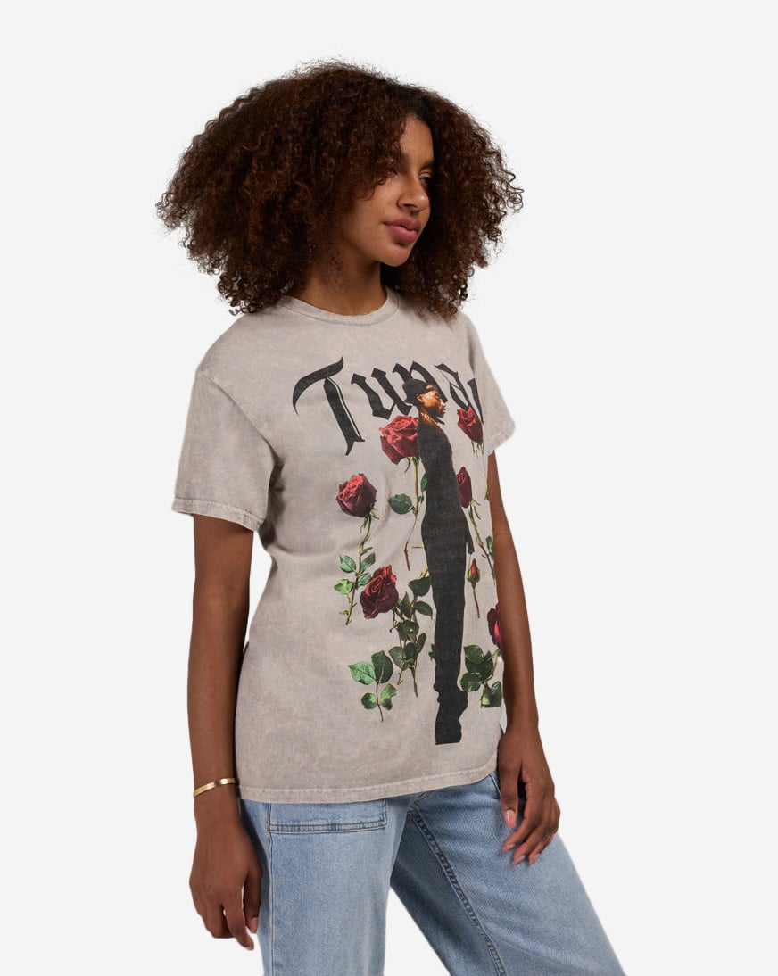 Shop Graphic Tees Tupac Roses Tee TUP1260XX grey | SNIPES USA