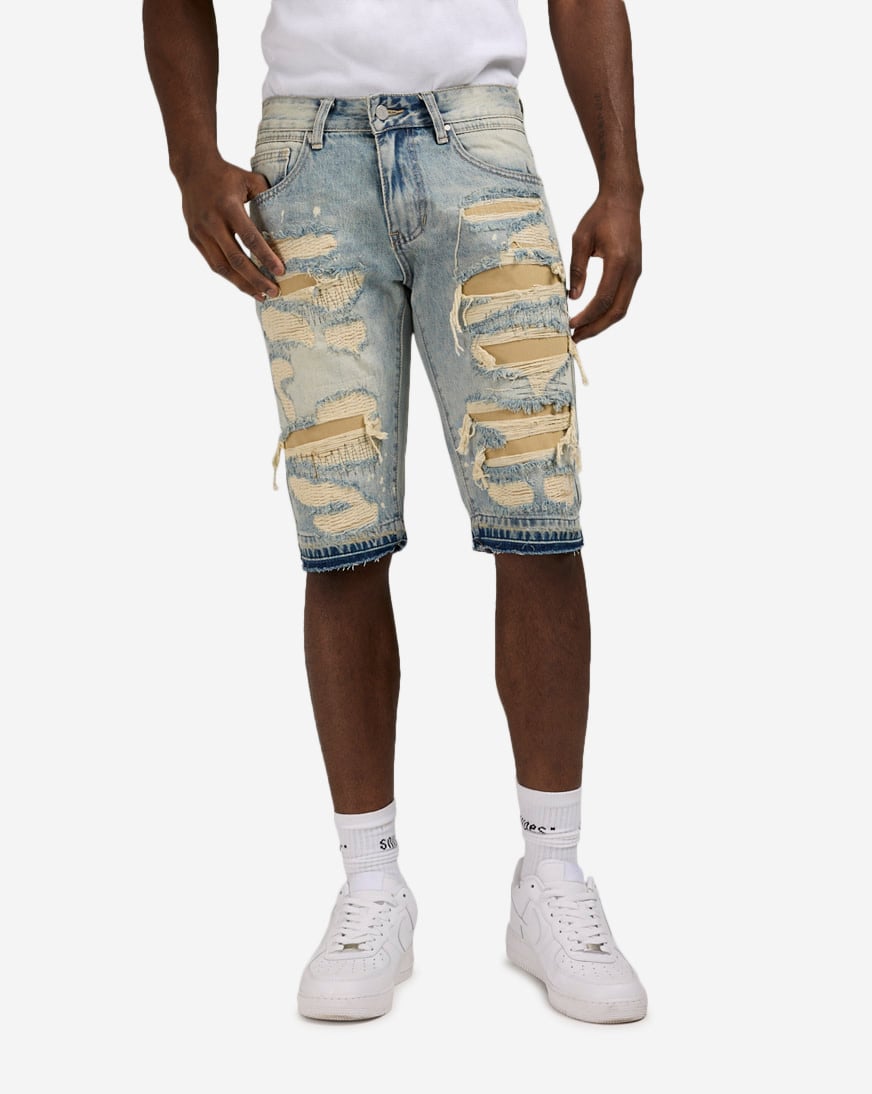 Ripped Detail Denim Shorts