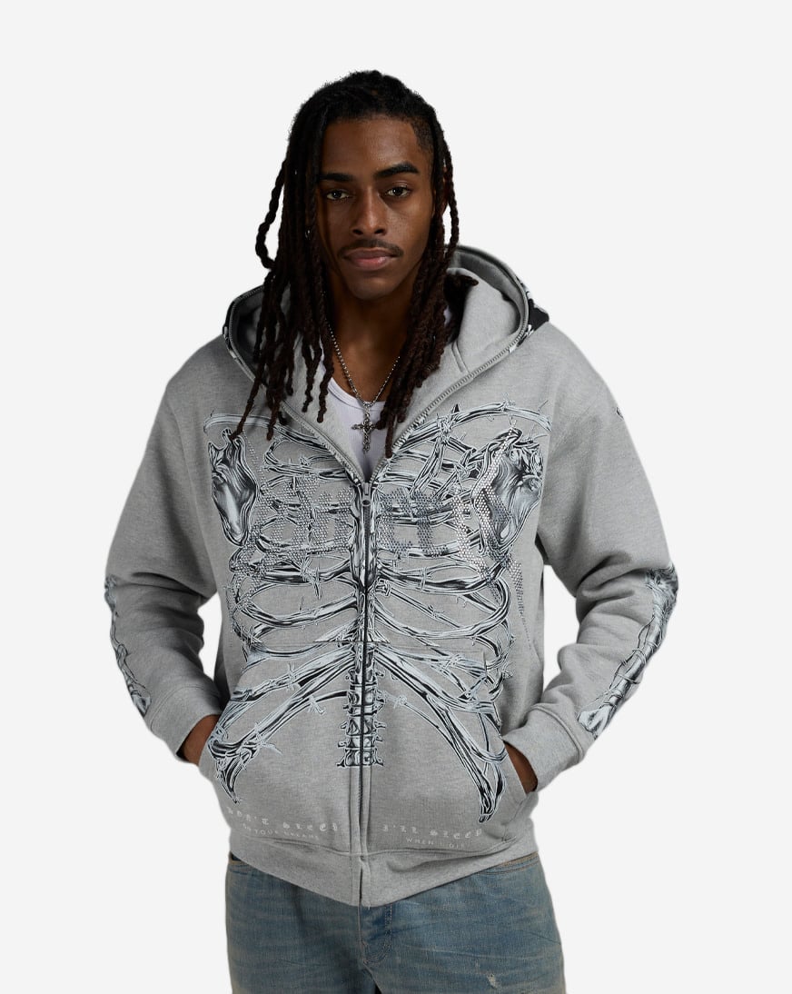 Shop Hasta Muerte Skull Hoodie T2SKULLHOODY-GRY grey | SNIPES USA